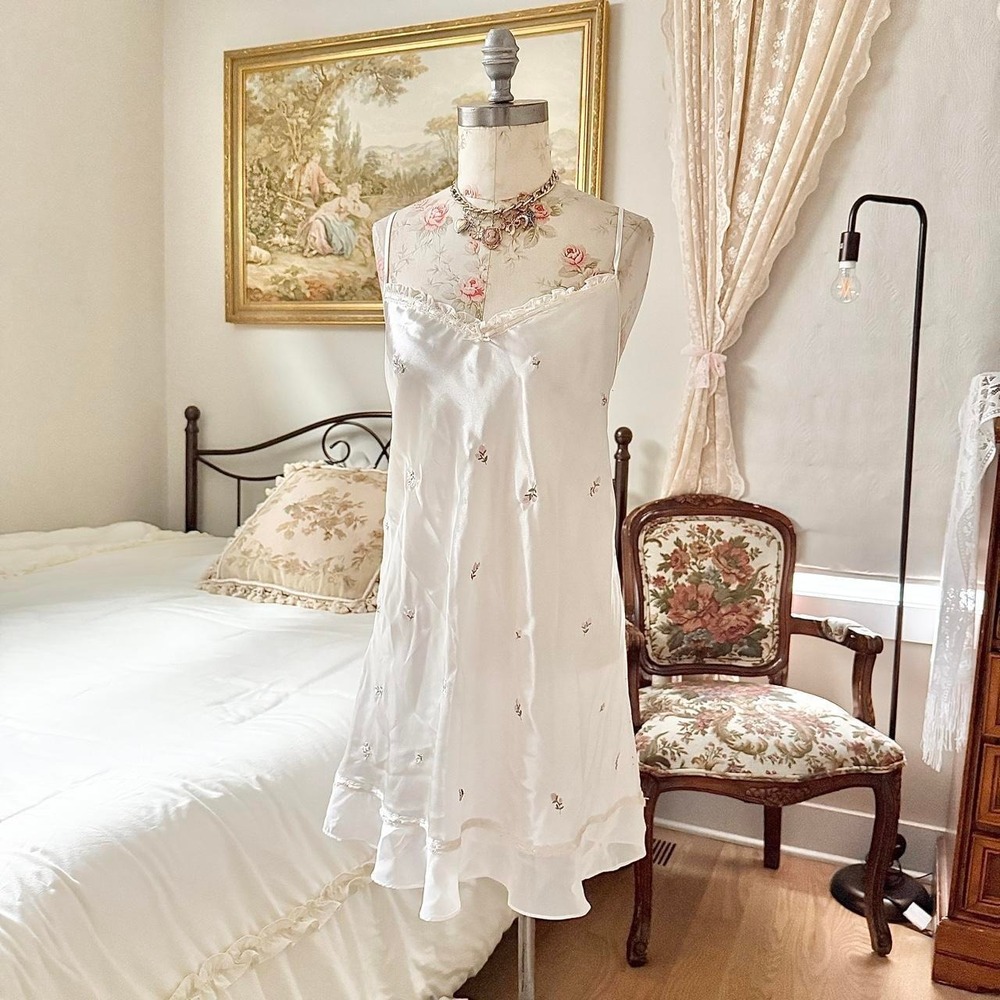vintage Morgan Taylor xl white satin slip dress